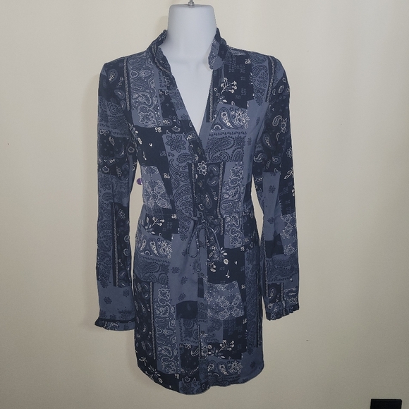 Abercrombie & Fitch Dresses & Skirts - Abercrombie & Fitch Blue Bandana Print Shirt Dress Large Long Sleeve